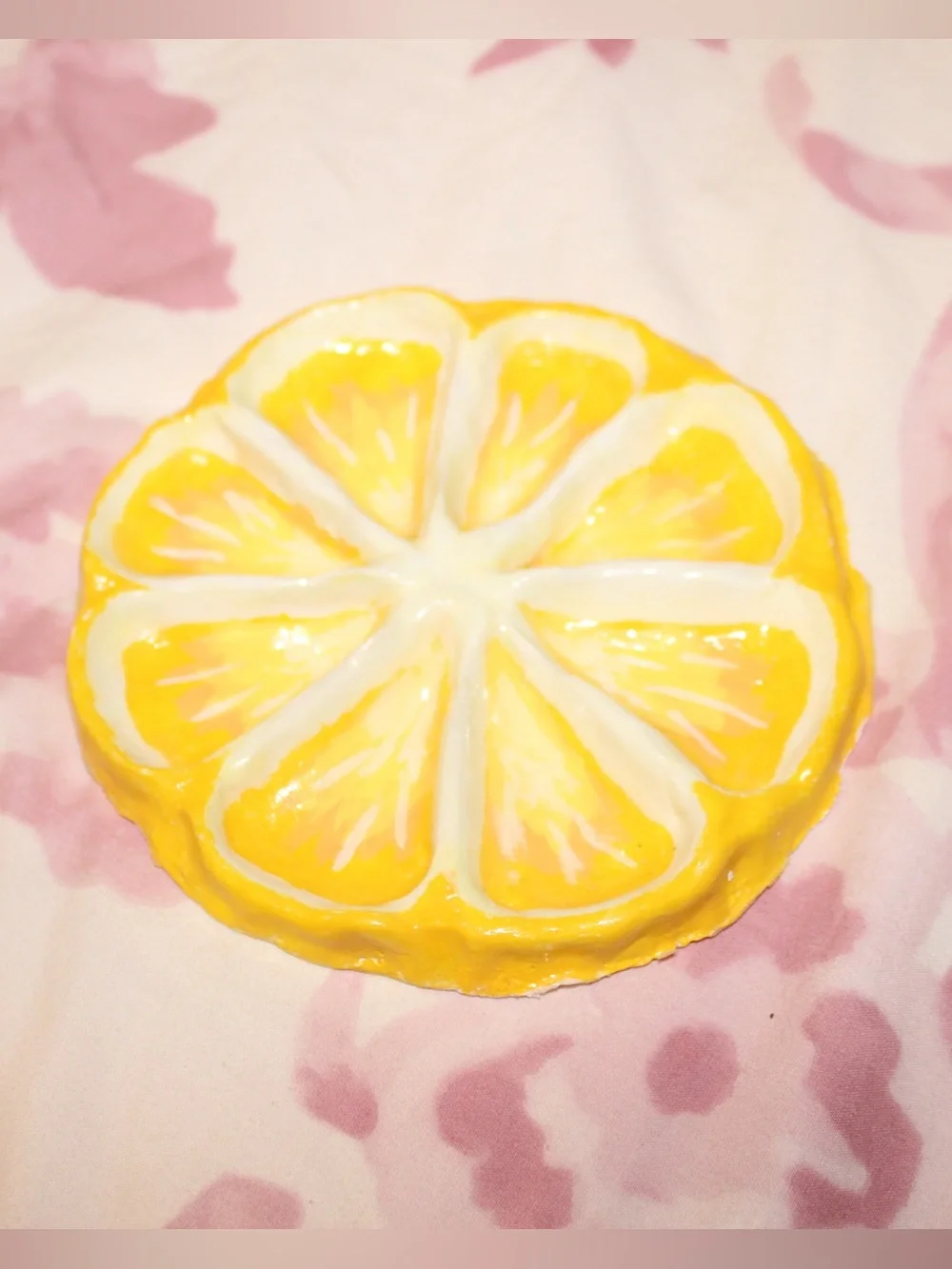 Handmade Lemon Slice Jewelry Dish 🍋 Hand-Painted Clay Trinket Tray